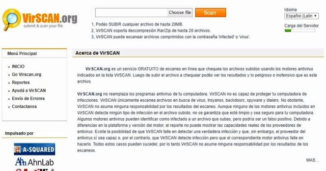 antivirus online VirSCAN